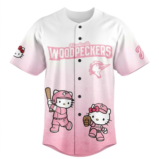 Custom Name - Woodpeckers x Hello Kitty 2026 Pink Baseball Jersey - All Size