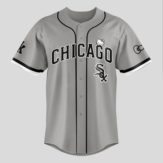 Custom Name - White Sox x Hello Kitty Night 2026 Gray Baseball Jersey - All Size