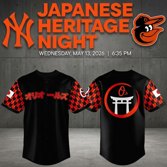 Custom Name - Orioles x Japanese Heritage Night Baseball Jersey - All Size