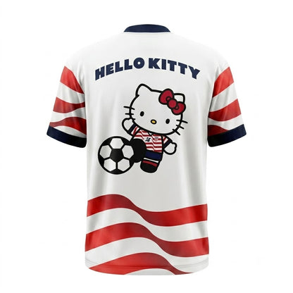 Custom Name - Hello Kitty USA Soccer Jersey American Flag Football Fan - All Size