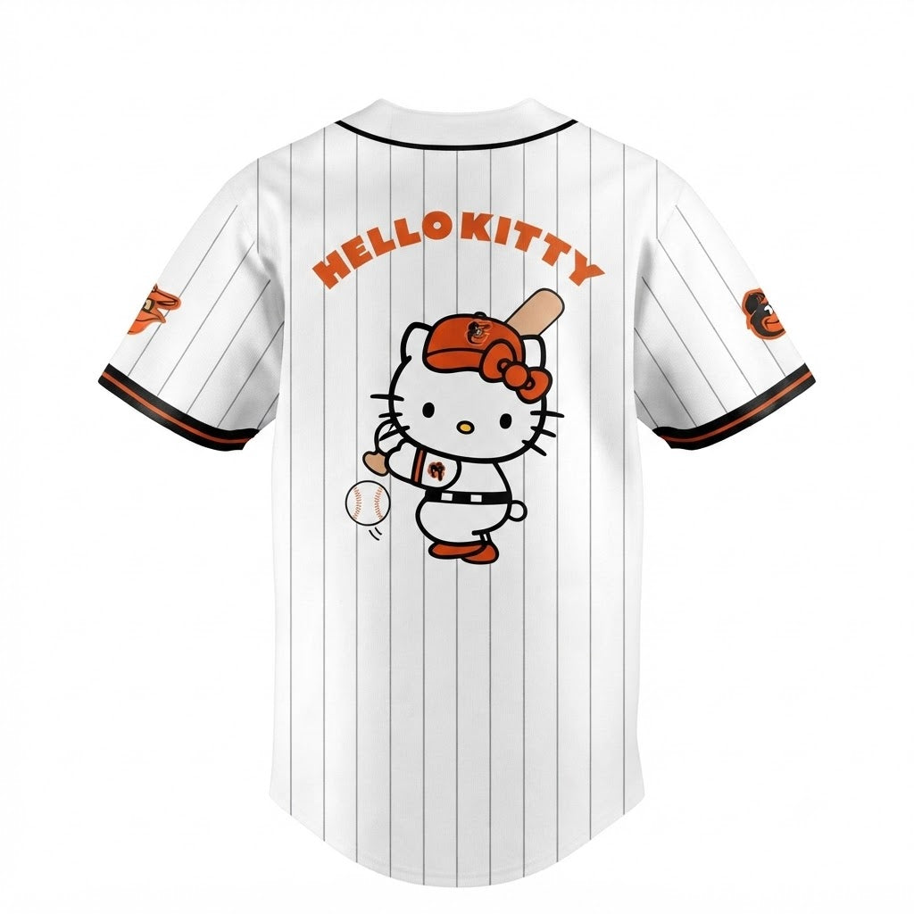 Custom Name - Orioles Hello Kitty Night Baseball Jersey - All Size