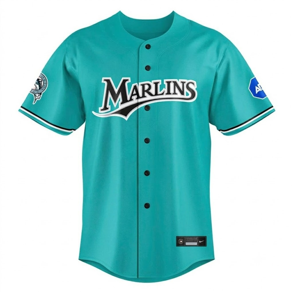 Custom Name - Miami Marlins Teal Time 2026 Fightin’ Fish Through Every Era Baseball Jersey - All Size