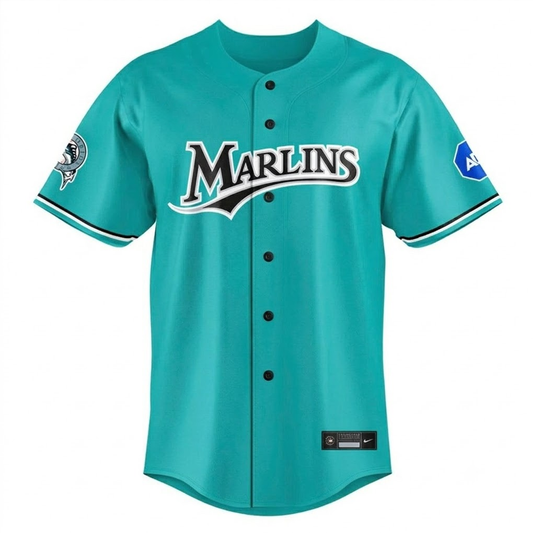 Custom Name - Miami Marlins Teal Time 2026 Fightin’ Fish Through Every Era Baseball Jersey - All Size