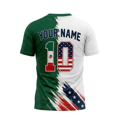 Custom Name - Mexico USA Soccer Jersey - All Size