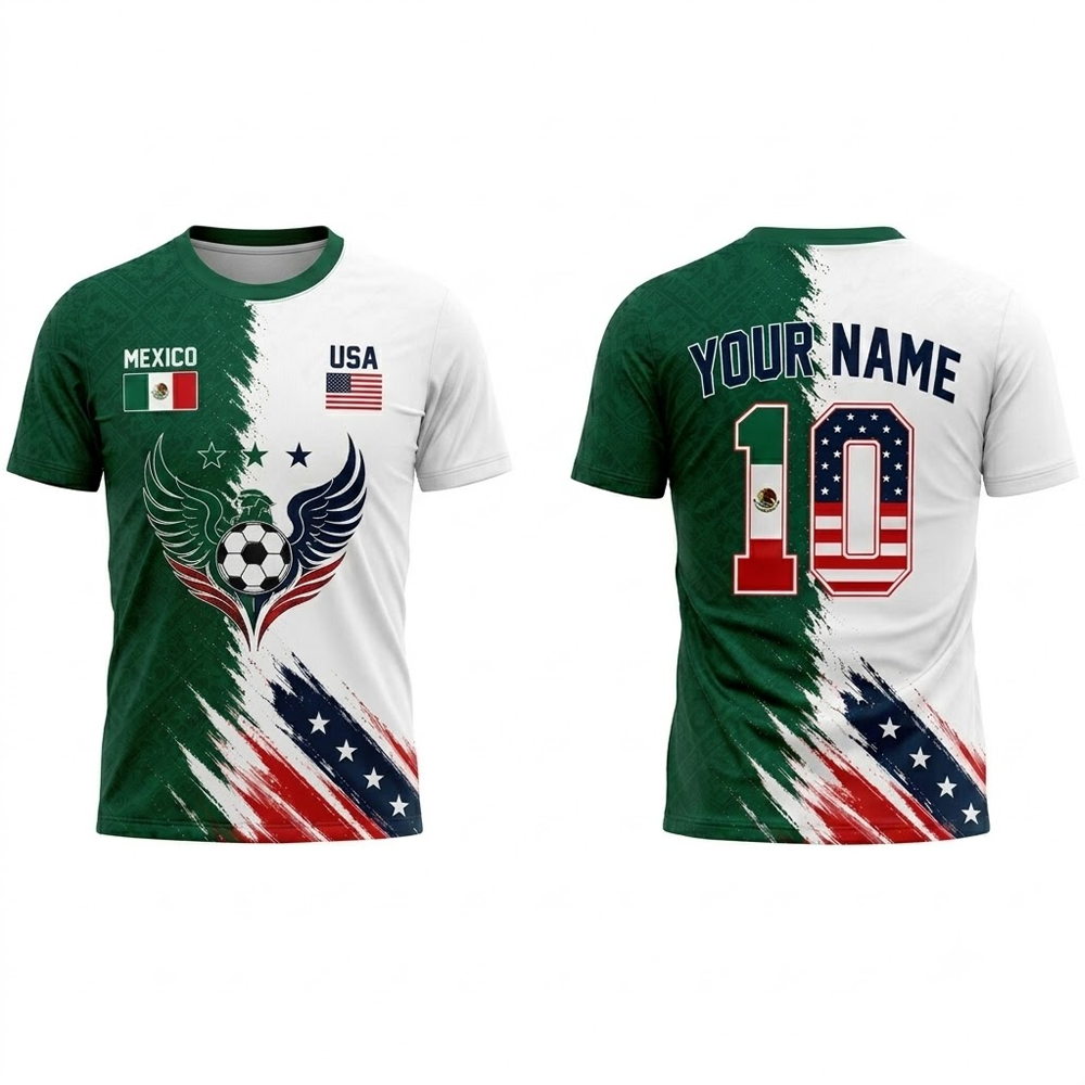 Custom Name - Mexico USA Soccer Jersey - All Size