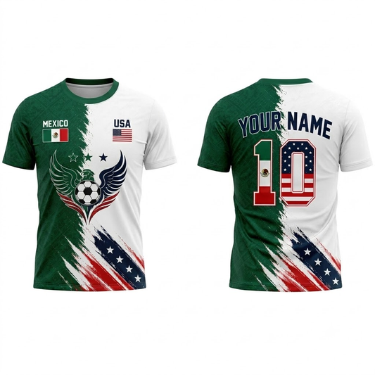 Custom Name - Mexico USA Soccer Jersey - All Size