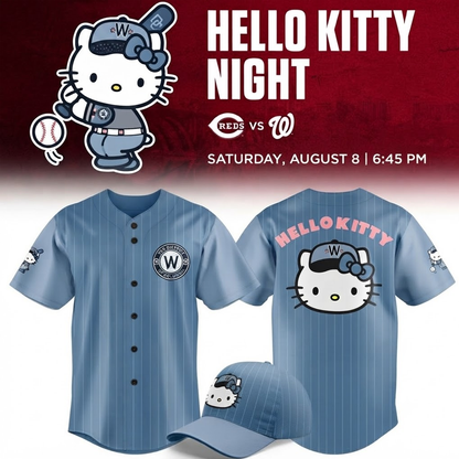 Custom Name - Nationals xHello Kitty Night Baseball Jersey - All Size