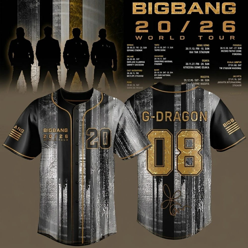 Custom Name - BigBang 20th Anniversary World Tour 26/27 Baseball Jersey - All Size