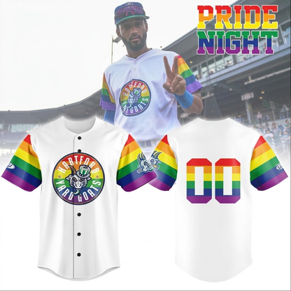 Custom Name - Hartford Yard Goats x Pride Night 2026 Baseball Jersey - All Size