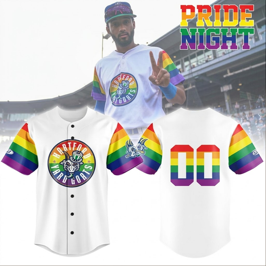 Custom Name - Hartford Yard Goats x Pride Night 2026 Baseball Jersey - All Size