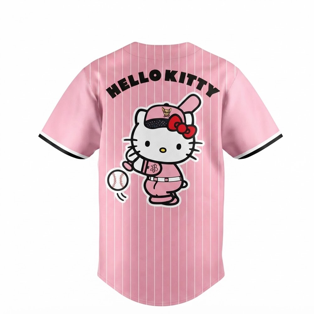 Custom Name - Chihuahuas x Hello Kitty Pink Night Baseball Jersey - All Size