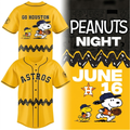Custom Name - Houston Astros x Peanuts Night 2026 Baseball Jersey - All Size