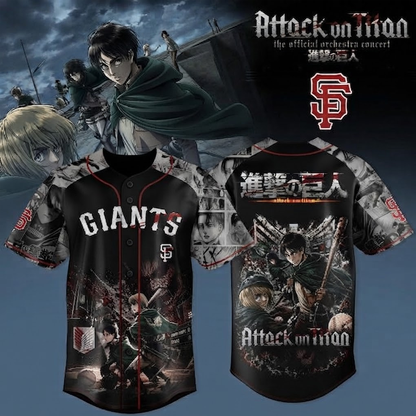 Custom Name - Giants x Attack on Titan Baseball Jersey - All Size