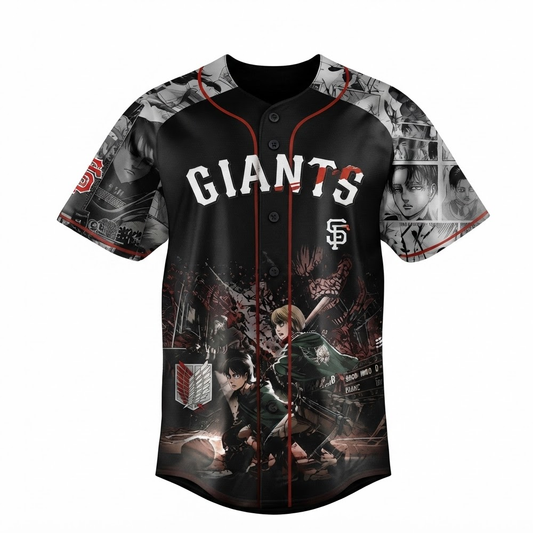 Custom Name - Giants x Attack on Titan Baseball Jersey - All Size