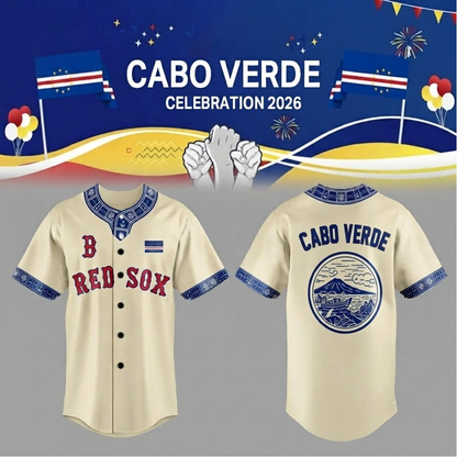 Custom Name - Red Sox Celebration Cabo Verde Baseball Jersey - All Size