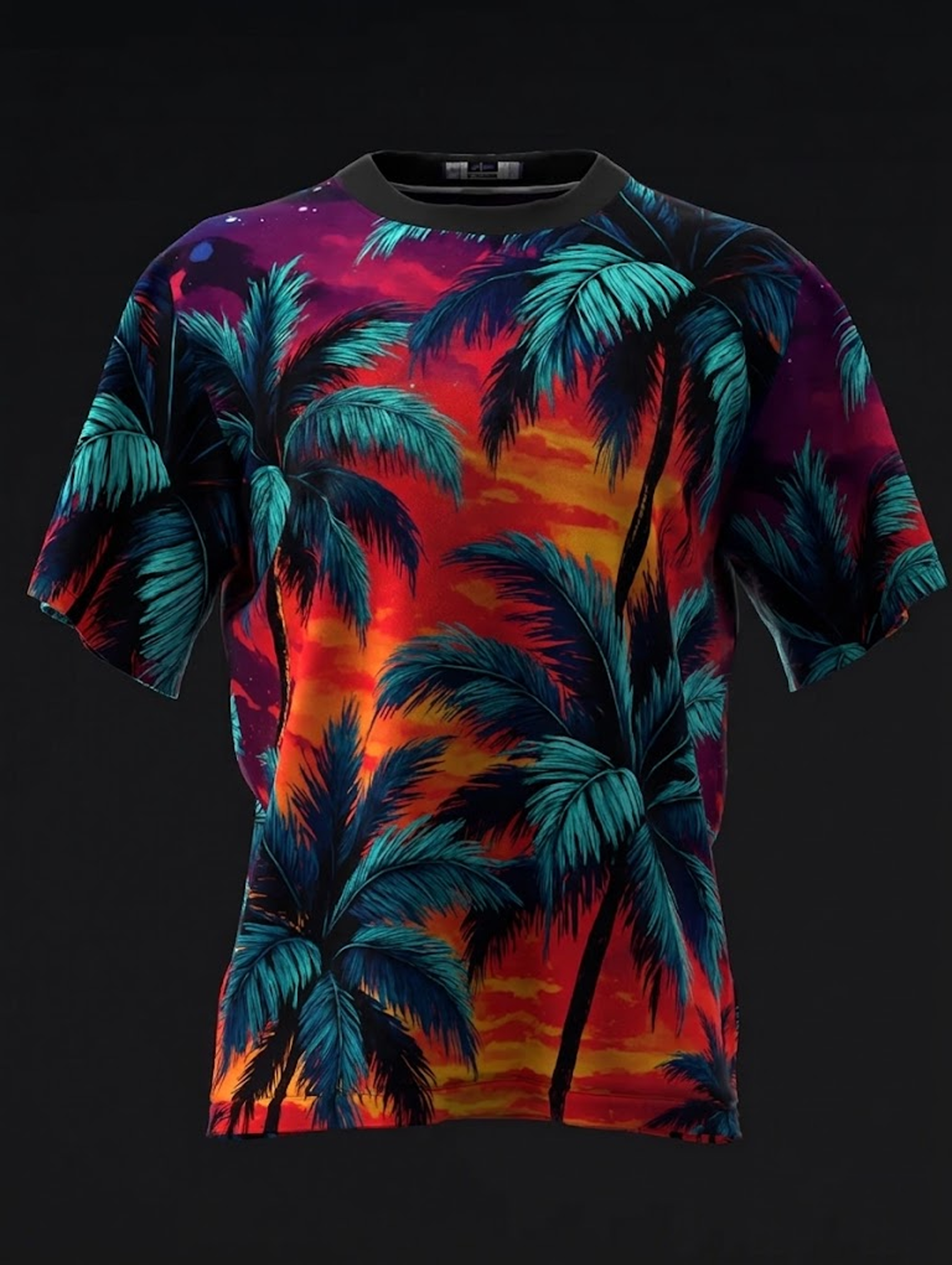Custom Name - Sunset Palms Vibrant Bowling Jersey - All Size