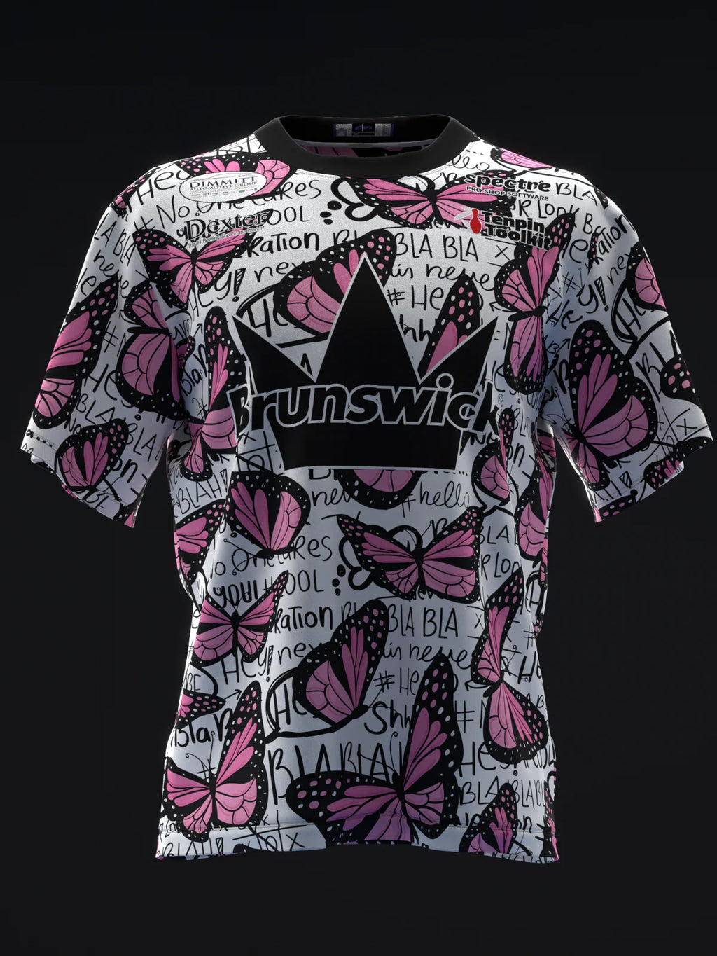 Custom Name - Ashly Galante Pink Butterflies Bowling Jersey - All Size