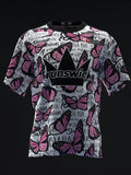 Custom Name - Ashly Galante Pink Butterflies Bowling Jersey - All Size