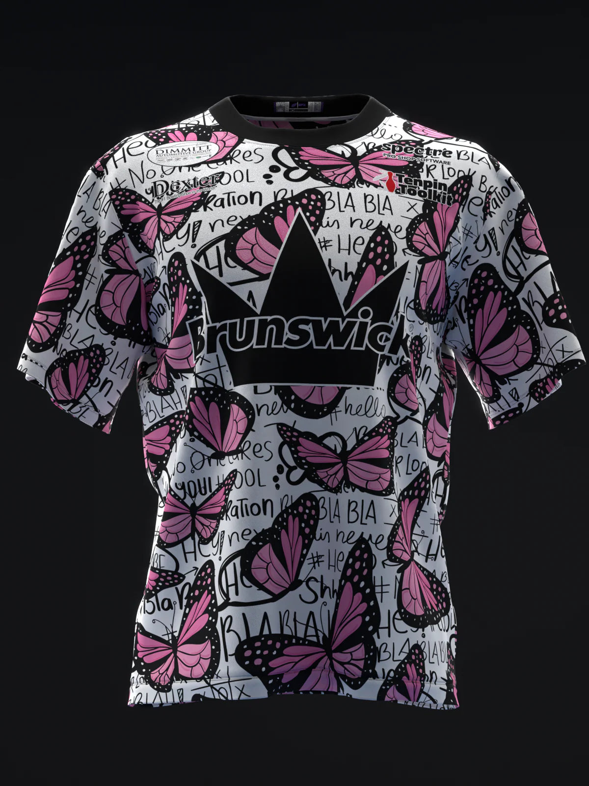Custom Name - Ashly Galante Pink Butterflies Bowling Jersey - All Size
