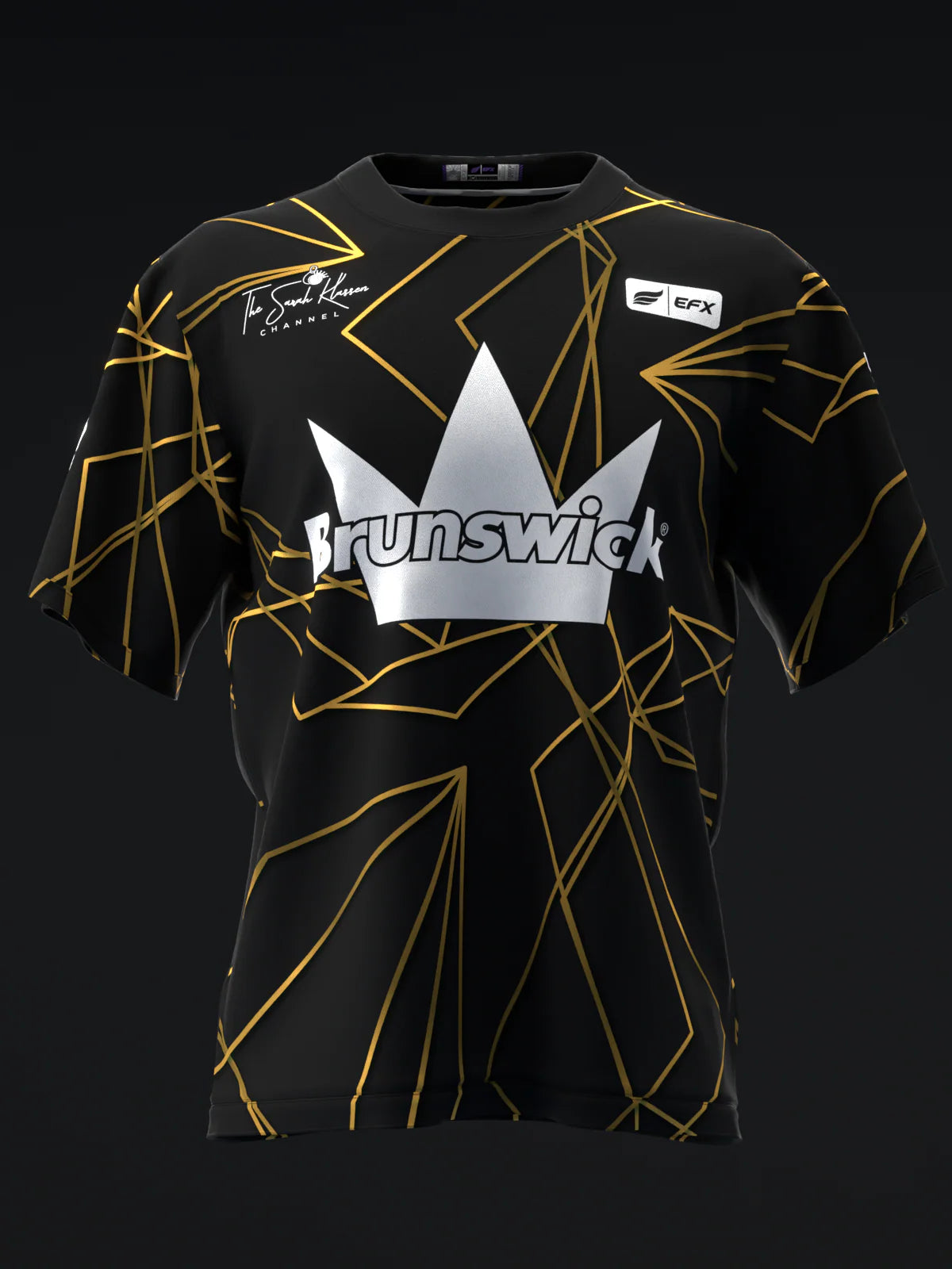 Custom Name - Sarah Klassen Geometrical Polyhedron Black Bowling Jersey - All Size
