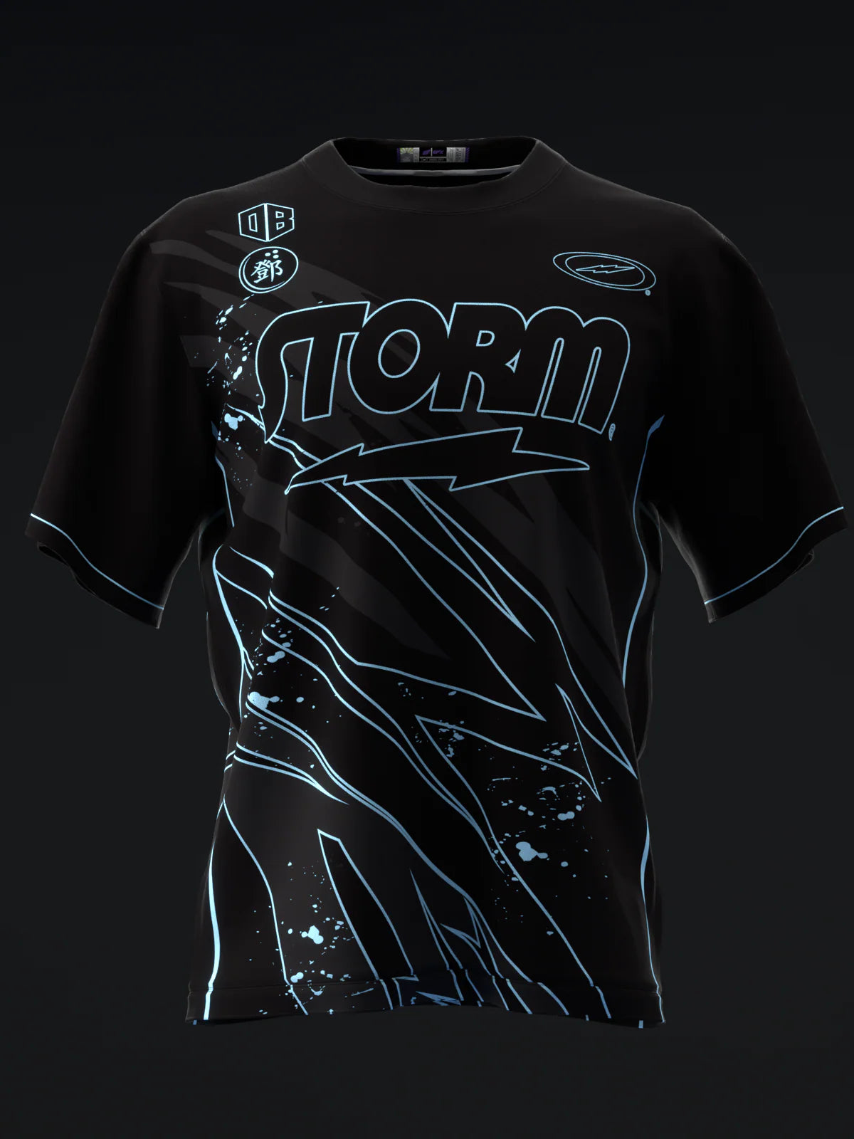 Custom Name - Darren Tang 2024 Blackout Black Neon Powder Blue Bowling Jersey - All Size