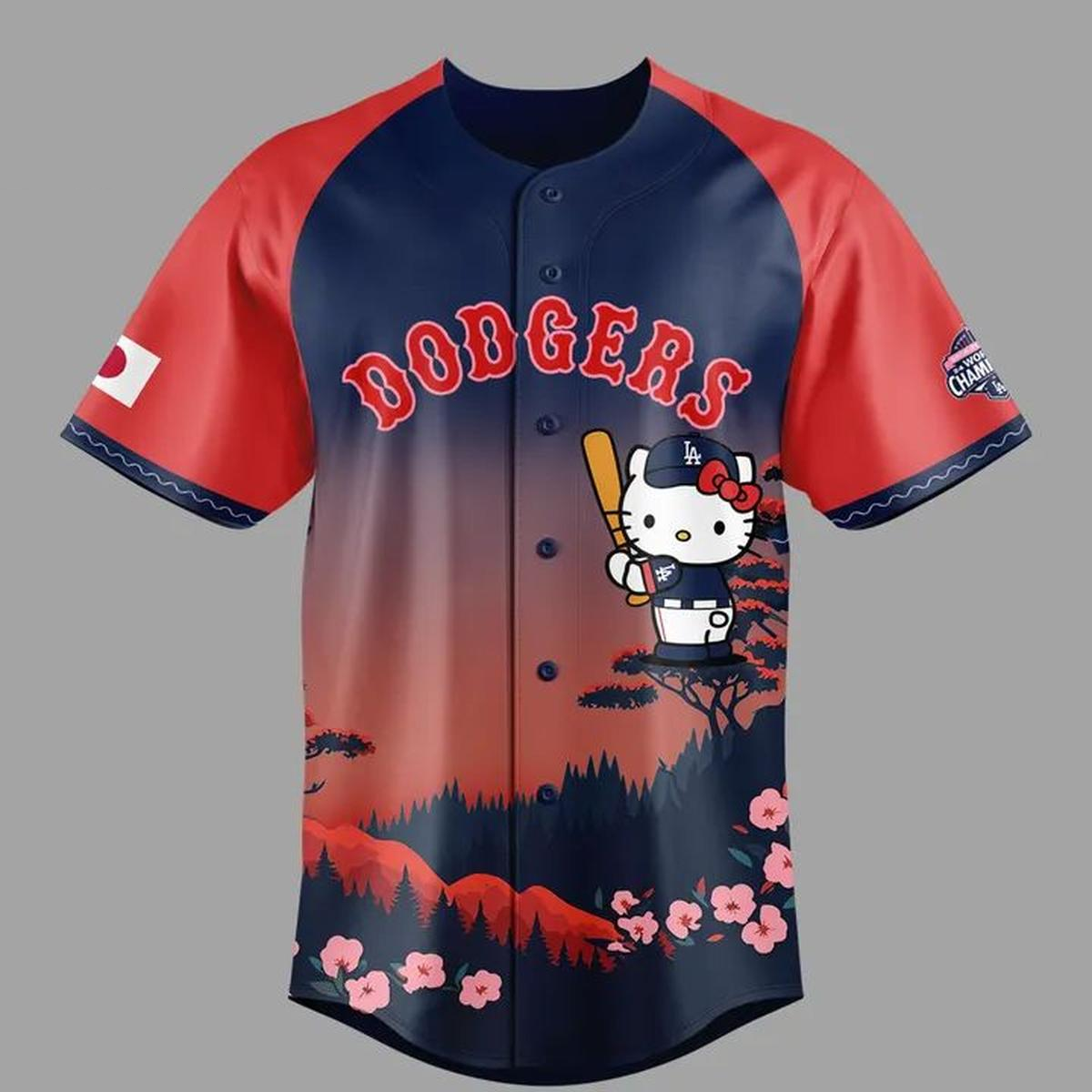 Custom Name - Los Angeles Dodgers x Hello Kitty Japanese Heritage Night 2026 Baseball Jersey - All Size