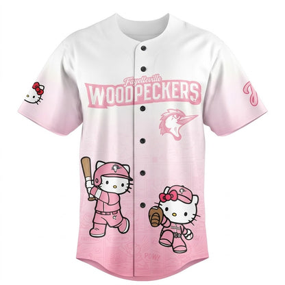 Custom Name - Woodpeckers x Hello Kitty 2026 Pink Baseball Jersey - All Size