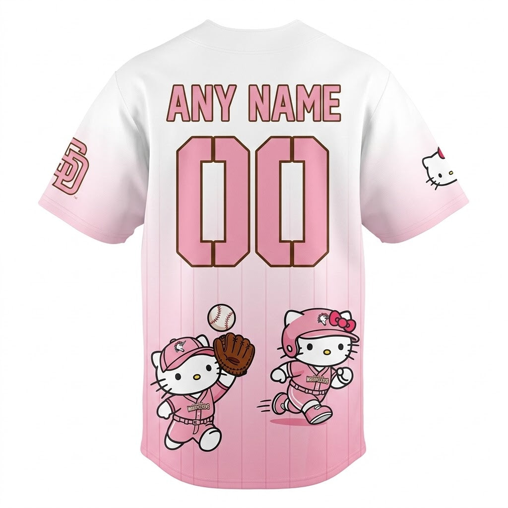 Custom Name - Woodpeckers x Hello Kitty 2026 Pink Baseball Jersey - All Size