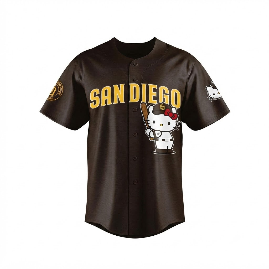 Custom Name - Padres x Hello Kitty Night Baseball Jersey - All Size