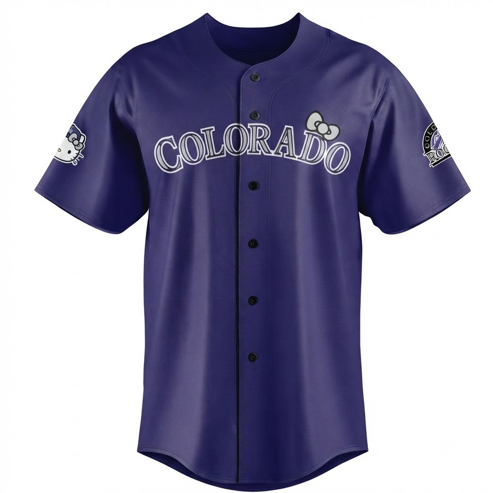Custom Name - Rockies x Hello Kitty Night Baseball Jersey - All Size