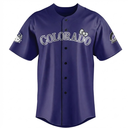 Custom Name - Rockies x Hello Kitty Night Baseball Jersey - All Size