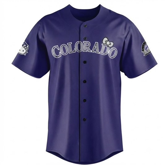 Custom Name - Rockies x Hello Kitty Night Baseball Jersey - All Size