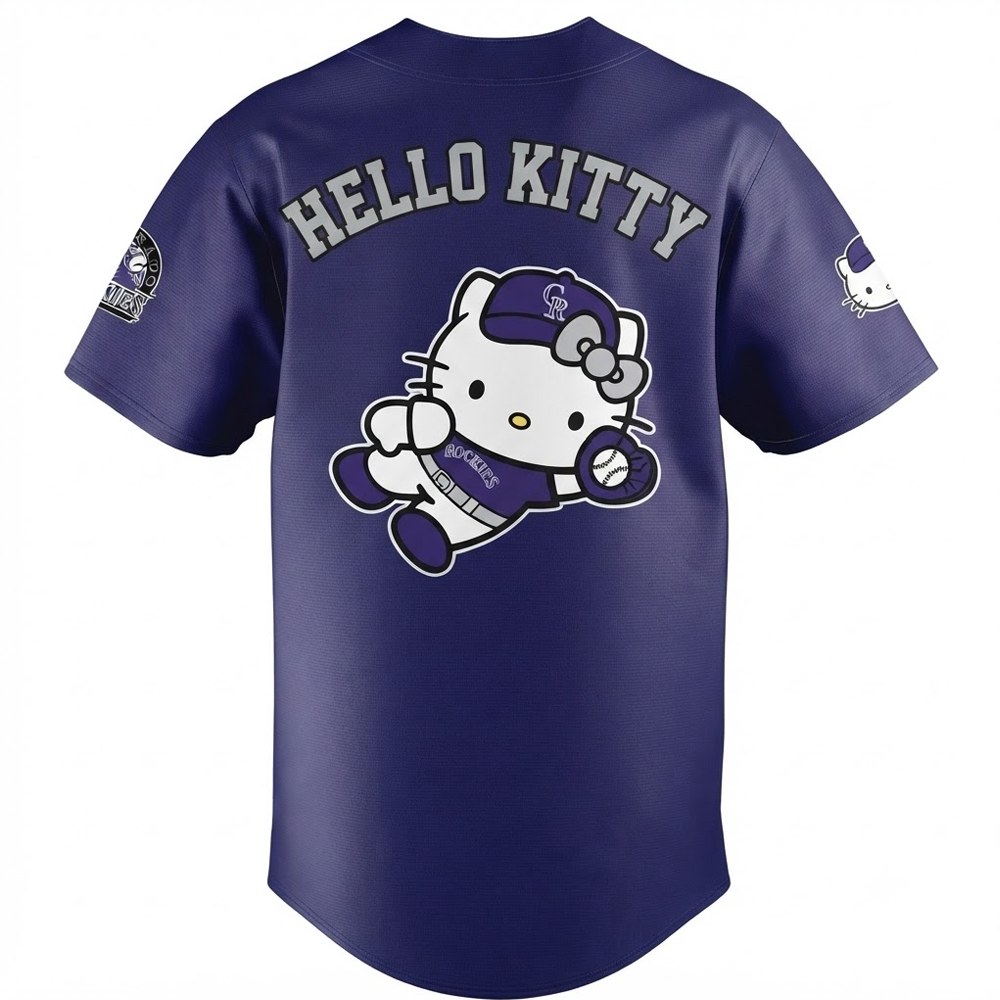 Custom Name - Rockies x Hello Kitty Night Baseball Jersey - All Size