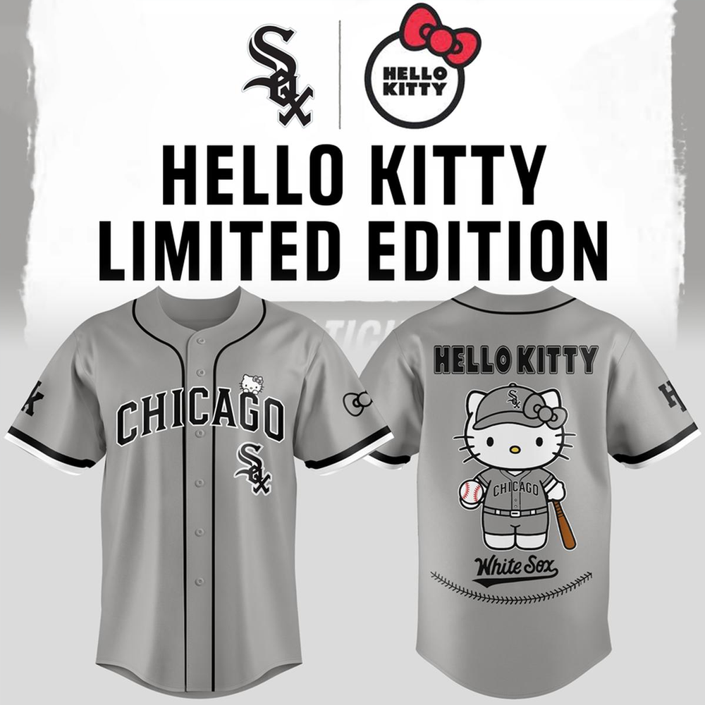 Custom Name - White Sox x Hello Kitty Night 2026 Gray Baseball Jersey - All Size