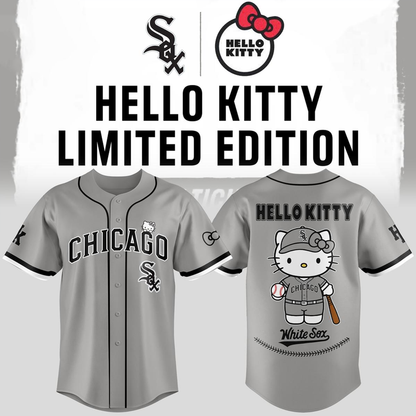 Custom Name - White Sox x Hello Kitty Night 2026 Gray Baseball Jersey - All Size
