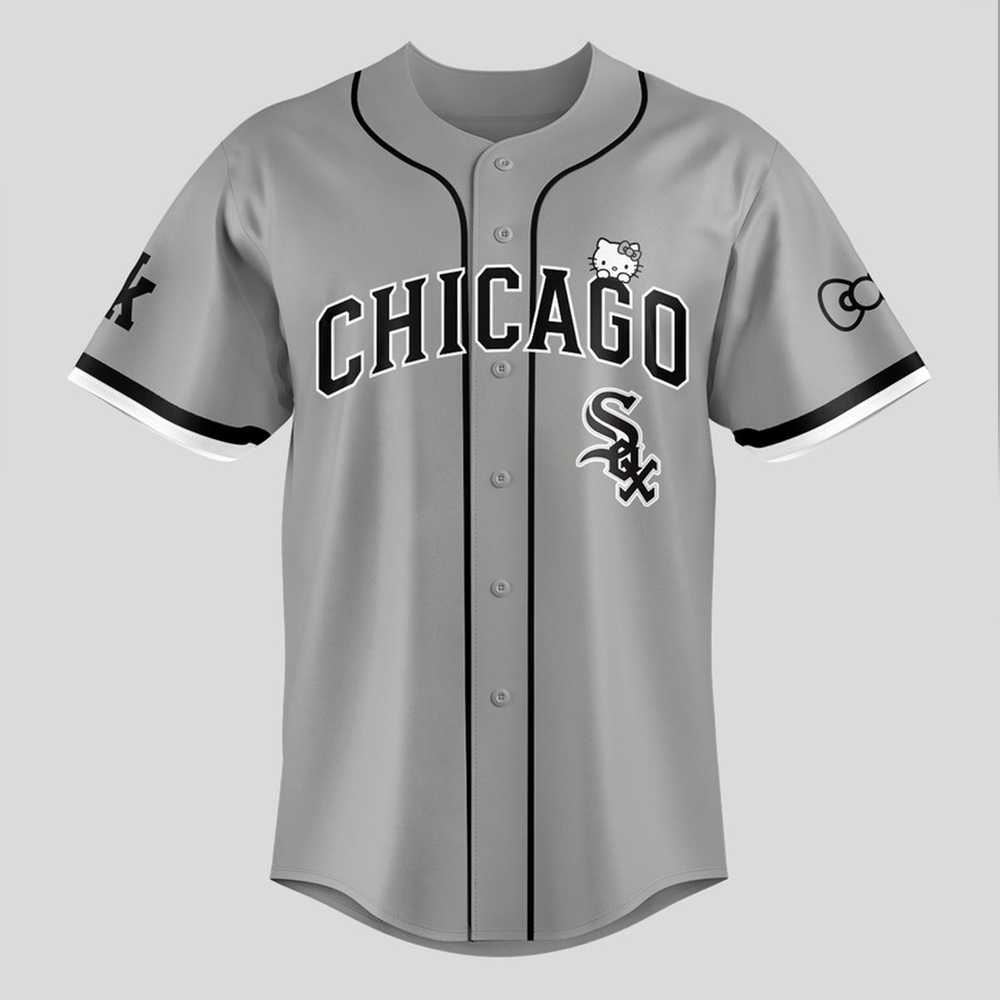 Custom Name - White Sox x Hello Kitty Night 2026 Gray Baseball Jersey - All Size