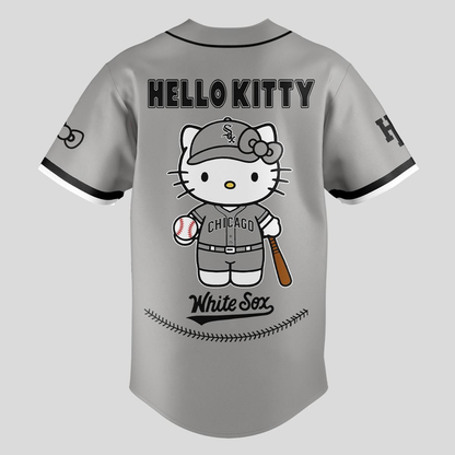 Custom Name - White Sox x Hello Kitty Night 2026 Gray Baseball Jersey - All Size