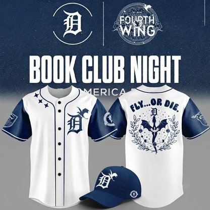 Custom Name - Tigers x Book Club Night 2026 Fourth Wing Baseball Jersey - All Size