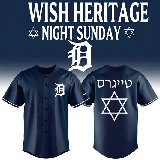 Custom Name - Tigers x Jewish Heritage Night Baseball Jersey - All Size