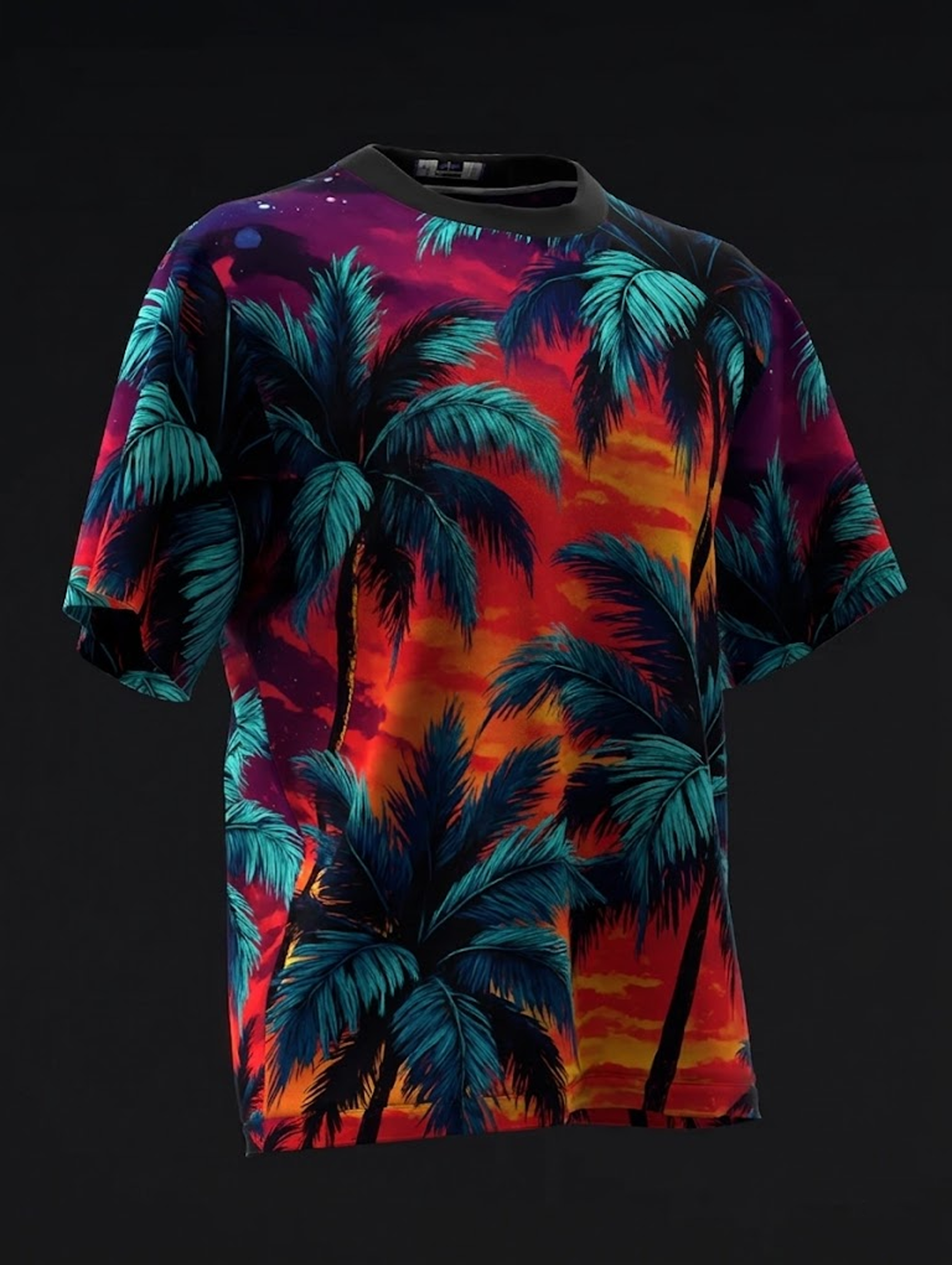 Custom Name - Sunset Palms Vibrant Bowling Jersey - All Size