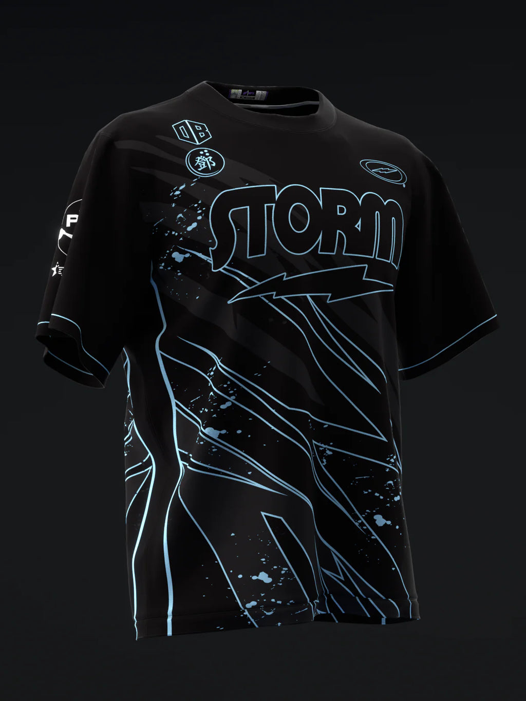 Custom Name - Darren Tang 2024 Blackout Black Neon Powder Blue Bowling Jersey - All Size