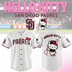 Custom Name - San Diego Padres x Hello Kitty Night 2026 Black Stripes Baseball Jersey - All Size