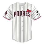 Custom Name - San Diego Padres x Hello Kitty Night 2026 Black Stripes Baseball Jersey - All Size