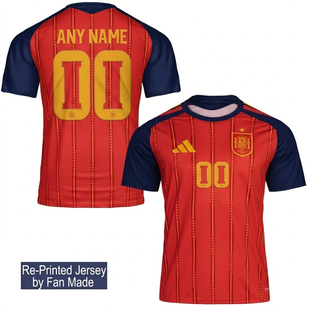 Custom Name - Spain 2026 Fan Version Jersey 3D Soccer - All Size