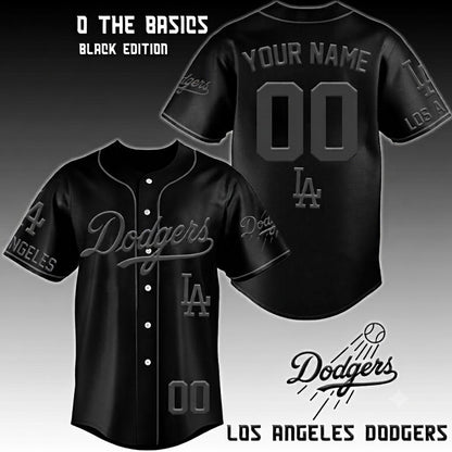 Custom Name - Dodgers 2026 Back to the Basics All Black Baseball Jersey - All Size