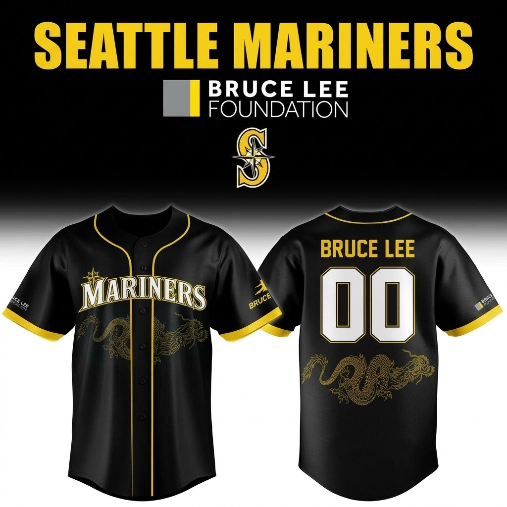Custom Name - Mariners x Bruce Lee Night 2026 Baseball Jersey - All Size