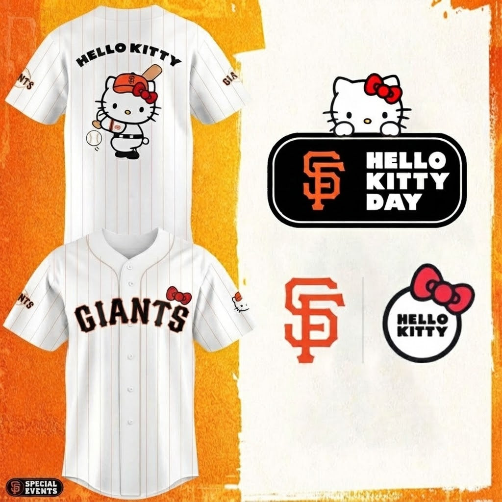 Custom Name - Giants x Hello Kitty Day 2026 Baseball Jersey - All Size