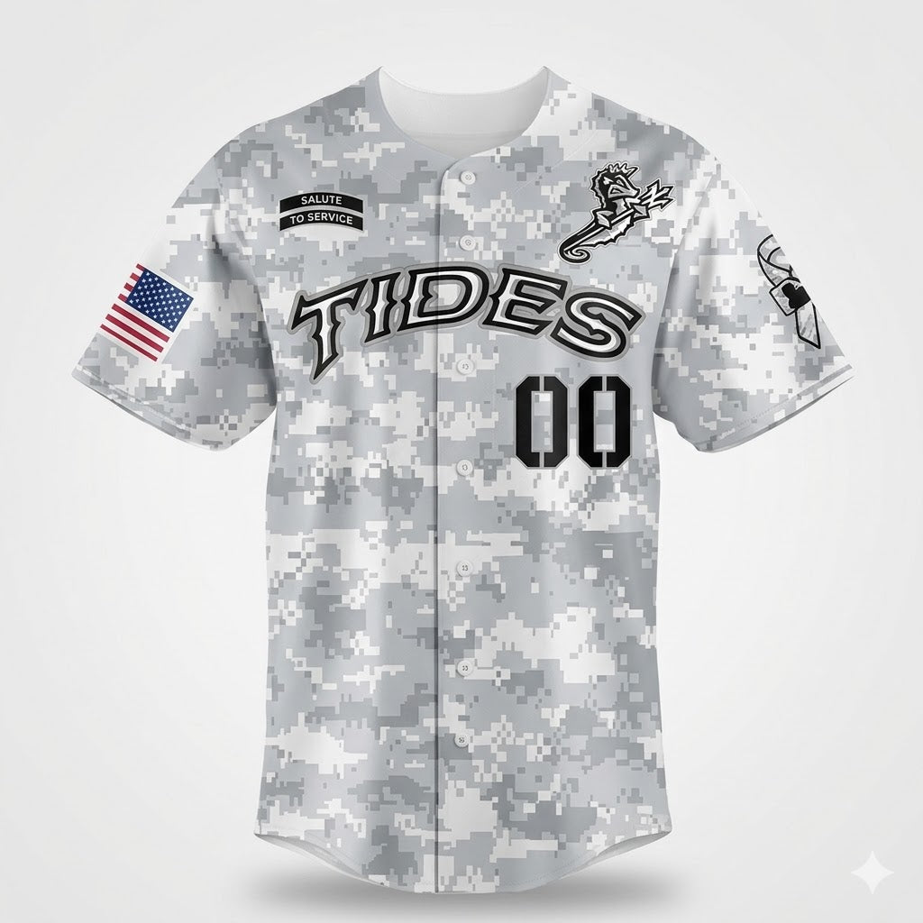 Custom Name - Tides Military Appreciation Night Baseball Jersey - All Size
