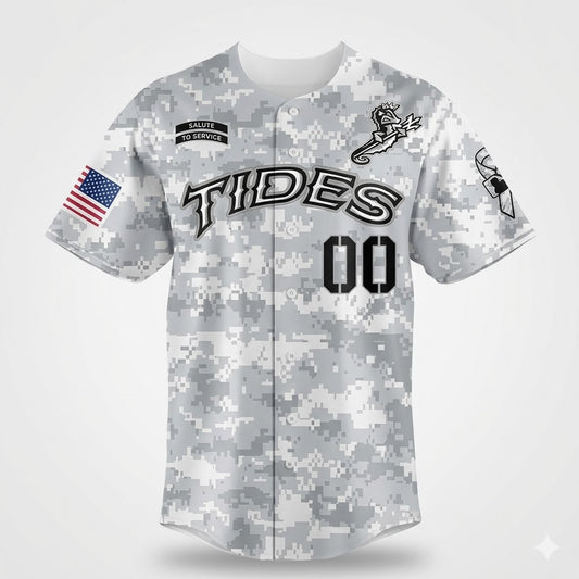 Custom Name - Tides Military Appreciation Night Baseball Jersey - All Size