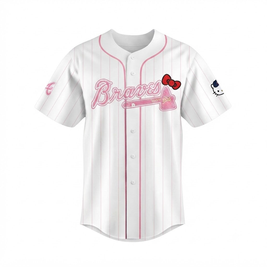 Custom Name -  Braves x Hello Kitty Day 2026 Baseball Jersey - All Size